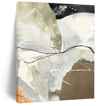 Load image into Gallery viewer, “Neutral Abstract with Black Lines” - Beige, Grey, Black Abstract Art on Canvas DKH1237
