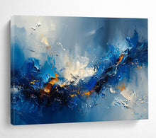 Load image into Gallery viewer, Blue Abstract Wave Painting on Canvas - “Ocean Energy” DKH704
