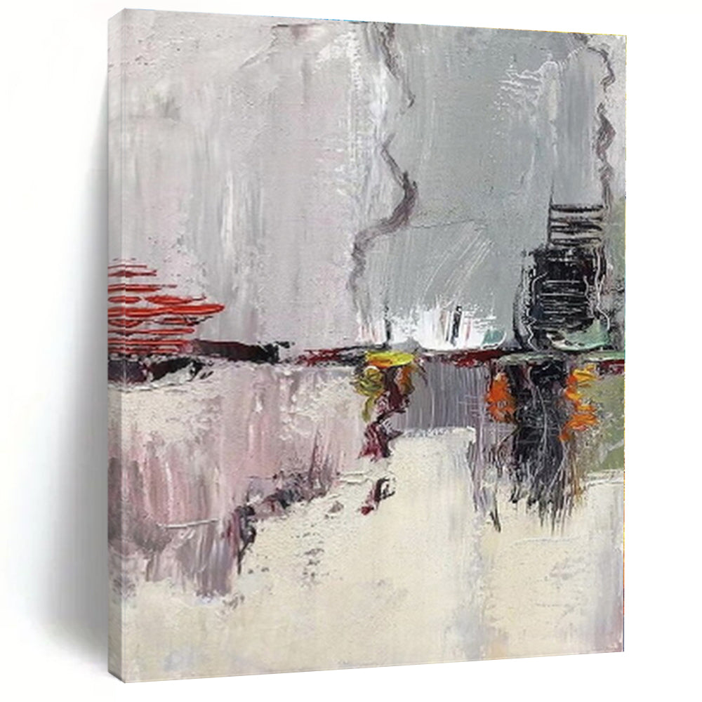 Large - Scale Gray - Colorful Abstract Landscape Art for Modern Hotel Lobby & Creative Office LargeART0402