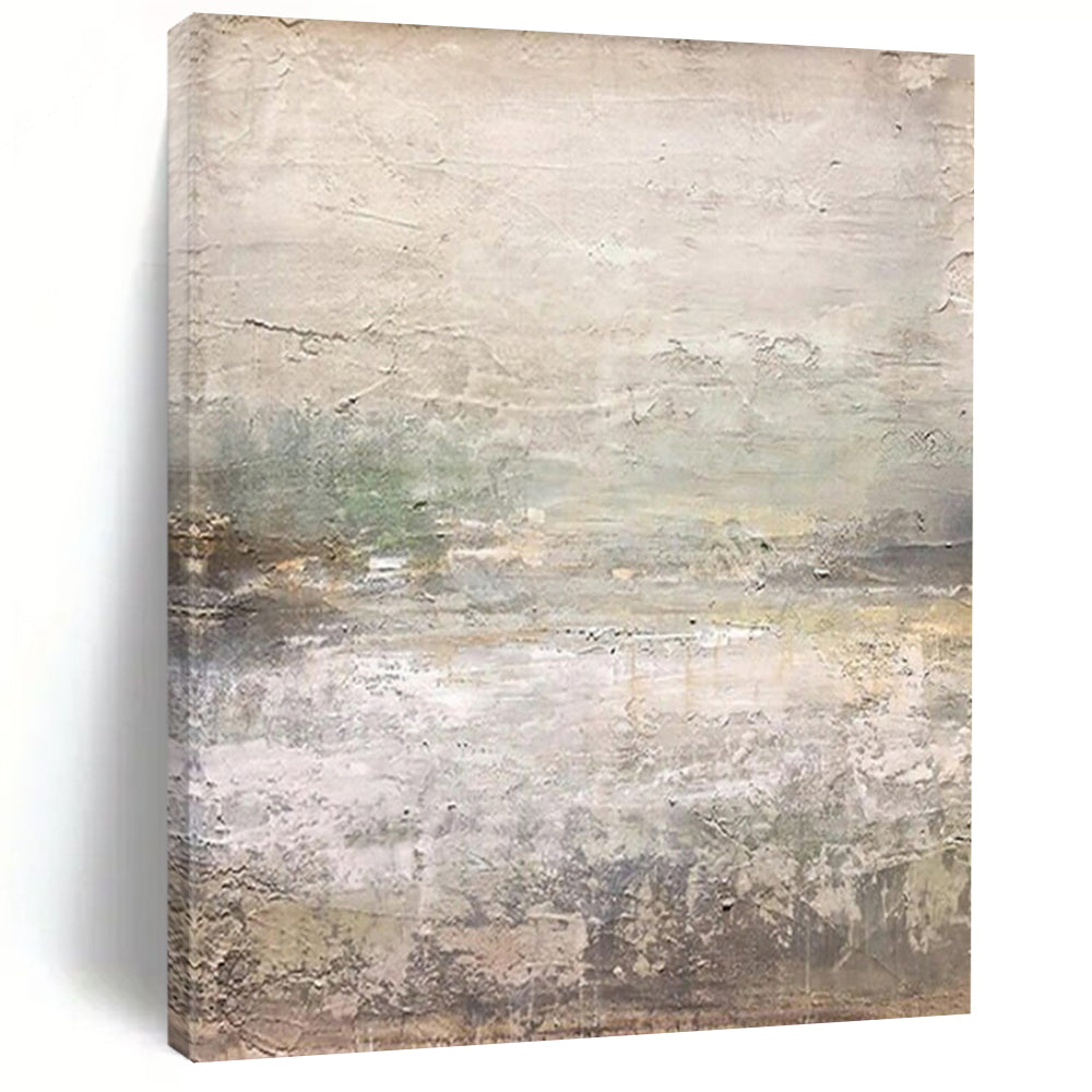 Neutral Textured Abstract with Green Hints Art for Botanical - themed Home Office & Zen - like Spa Waiting Room LargeART0970