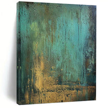 Load image into Gallery viewer, “Teal and Gold Textured Abstract” - Teal, Gold Abstract Art on Canvas DKH1194
