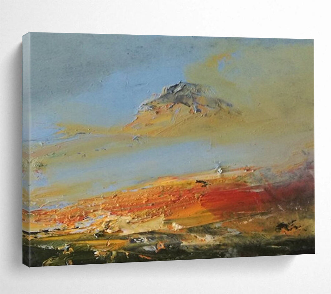 Expressive Mountain and Sky in Warm Hues Abstract acrylic painting DLZ039