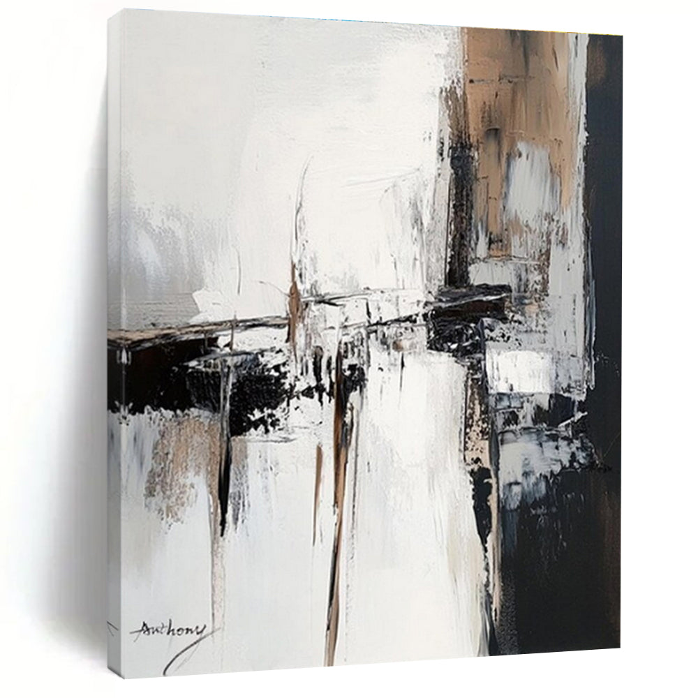 Large Monochrome Urban Abstract Art - Ideal for Modern Office Lobby & Industrial - Style Living Room LargeART0784