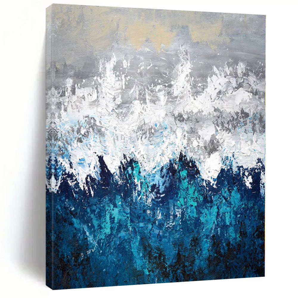 Massive Snowy Mountain Abstract Acrylic for Serene Bedroom LargeART0286