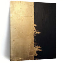 Load image into Gallery viewer, Large - Scale Hand - painted Gold and Black Abstract Divide Acrylic Art for Sophisticated - Themed Foyers LargeART0233
