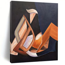 Load image into Gallery viewer, “Geometric Shapes in Warm Tones” Abstract Cubist - Inspired Painting on Canvas, Modern Interior Art DKH927
