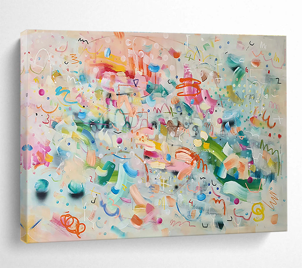 Whimsical Color Explosion Abstract Art for Trendy Teen Room & Creative Studio DKH059