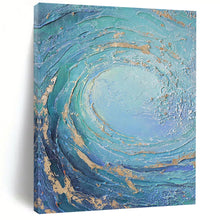 Load image into Gallery viewer, “Turquoise Swirl with Gold” – Textured turquoise and blue swirls, accented with gold. DTP332
