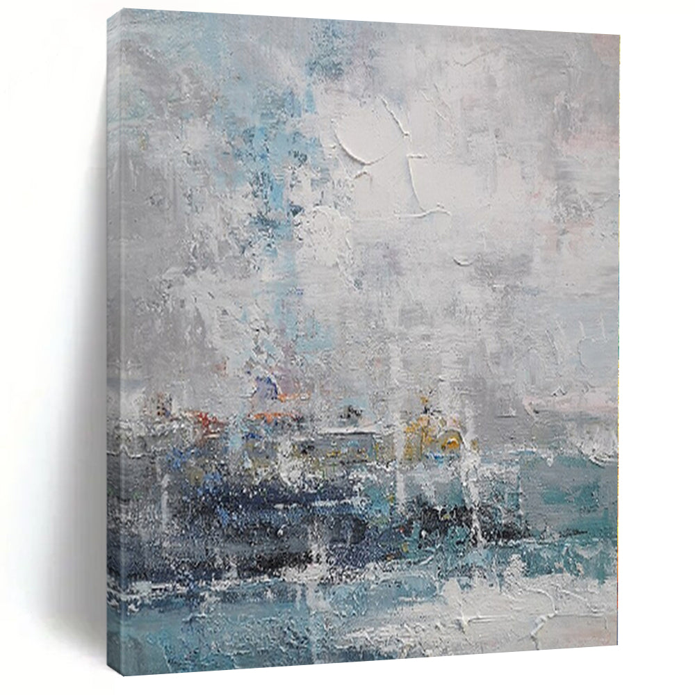 Impressionistic Coastal Scene Abstract Canvas Painting, Ideal for Beach House Bedroom & Relaxing Spa LargeART1108