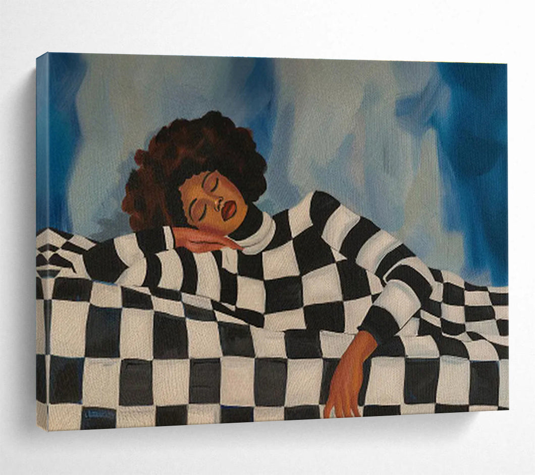 Restful Woman Abstract Painting for Chic Bedroom & Self - Care Corner DKH225