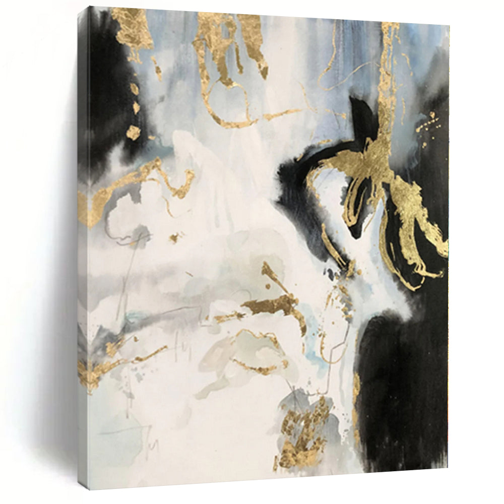 Oversized Gray and Gold Abstract Splash Acrylic for Luxury Spa & High - End Art Salon LargeART0363