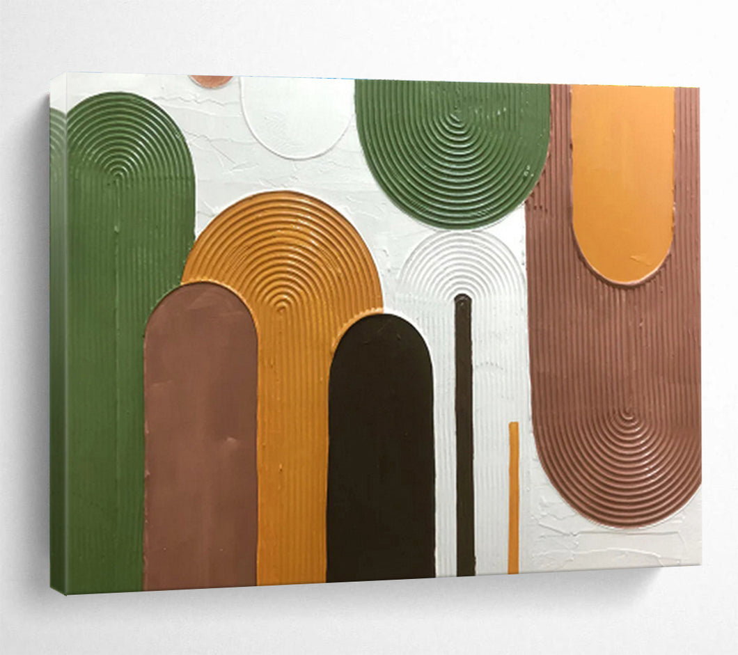 Textured Colorful Arches Abstract Painting on Canvas - “Earth’s Rainbow” DKH593