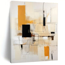 Load image into Gallery viewer, Orange &amp; Black Geometric Abstract Painting, Perfect for Bold Home Office &amp; Stylish Dining Room LargeART1461
