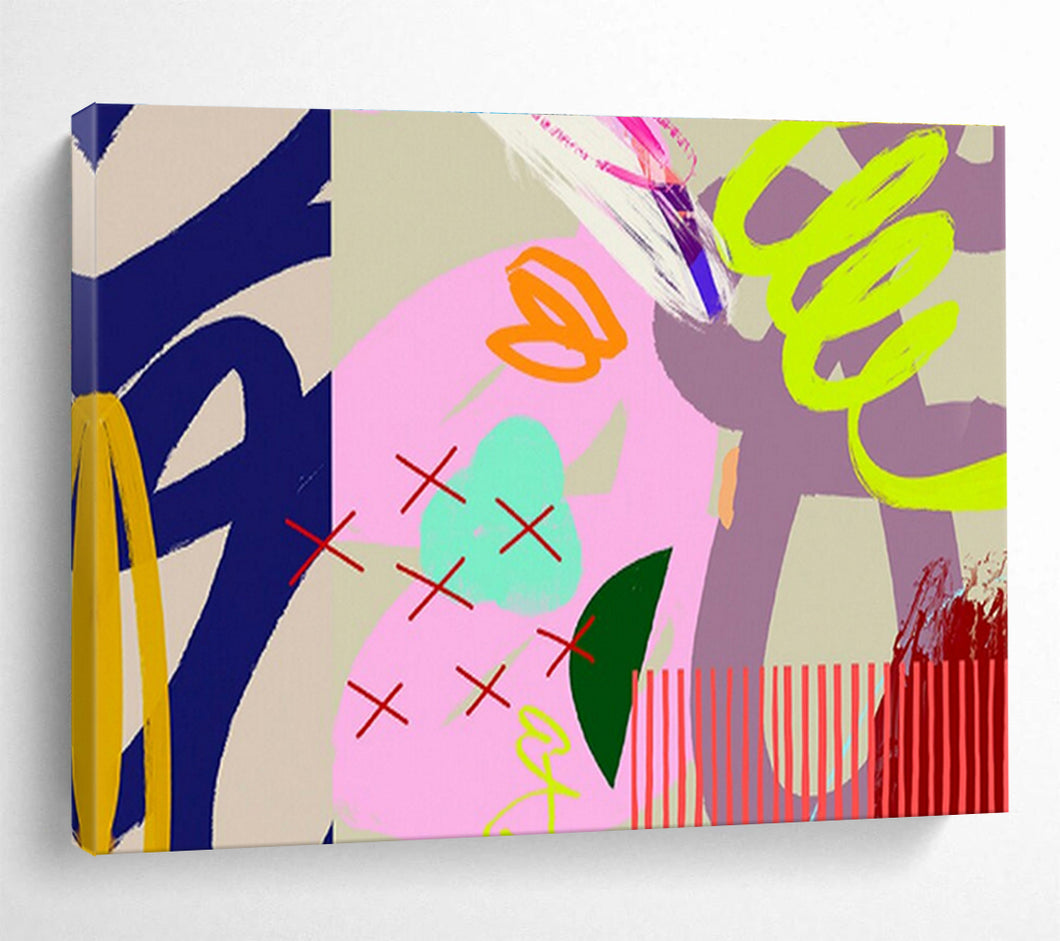 Neon - Hued Abstract Painting for Trendy Nightclub & Modern Art Pop - up DKH200