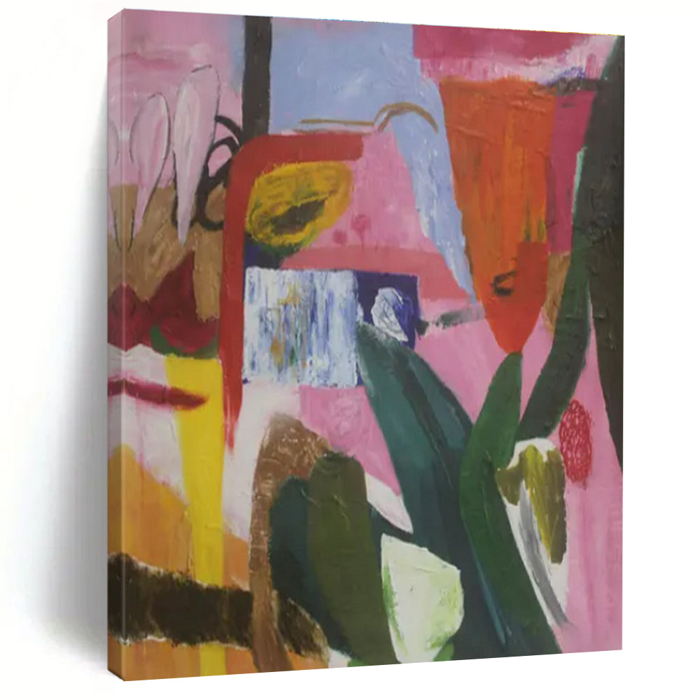 Pink - Toned Abstract Shapes Painting - Suited for Feminine Boudoir & Chic Boutique LargeART1410