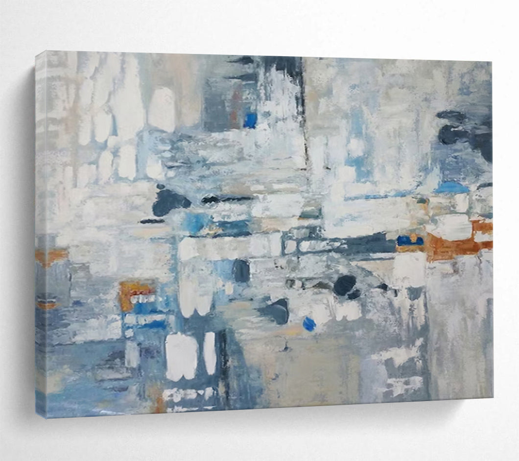 Cool - Toned Urban Abstraction Abstract acrylic painting DLZ018