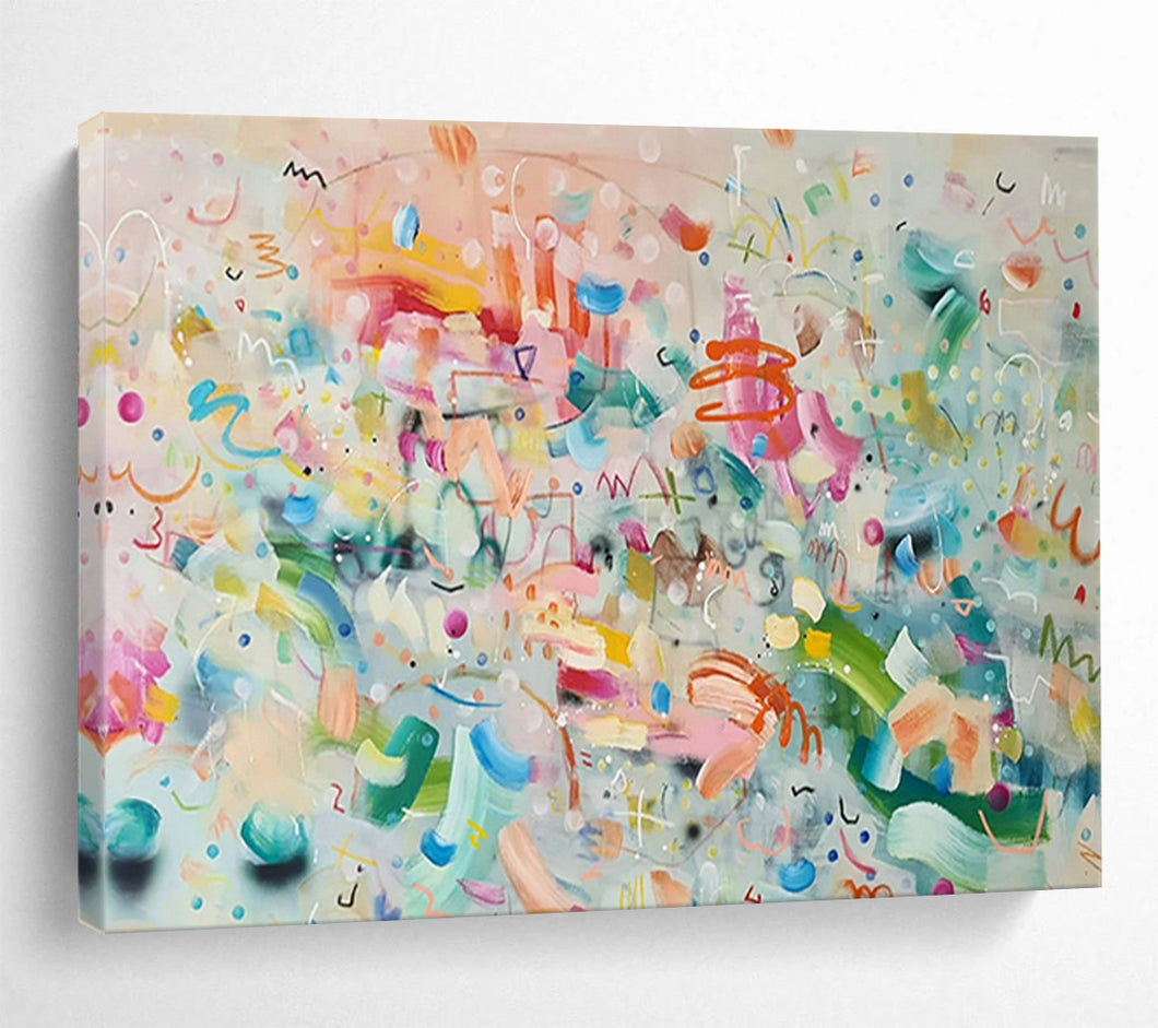 Colorful Abstract Doodles - Playful Living Room or Game Room Art LargeART1496