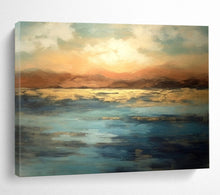 Load image into Gallery viewer, Sunset Over Golden Waters Abstract acrylic painting DLZ066

