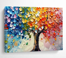Load image into Gallery viewer, Colorful Palette “Rainbow Tree of Life” Painting on Canvas, Whimsical Wall Art DKH798
