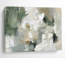 Load image into Gallery viewer, Green &amp; Neutral Abstract Shape Painting - Perfect for Nature - Inspired Living Room &amp; Eco - Friendly Office DKH045
