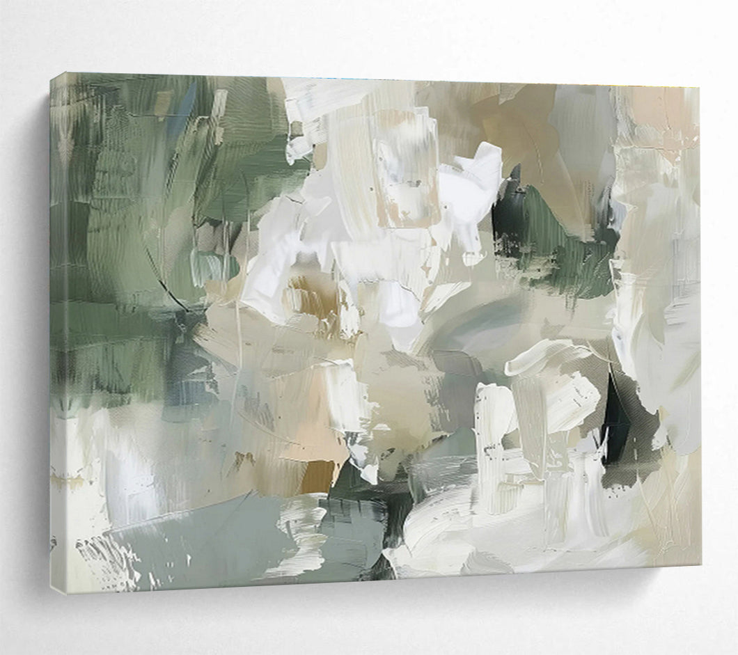 Green & Neutral Abstract Shape Painting - Perfect for Nature - Inspired Living Room & Eco - Friendly Office DKH045