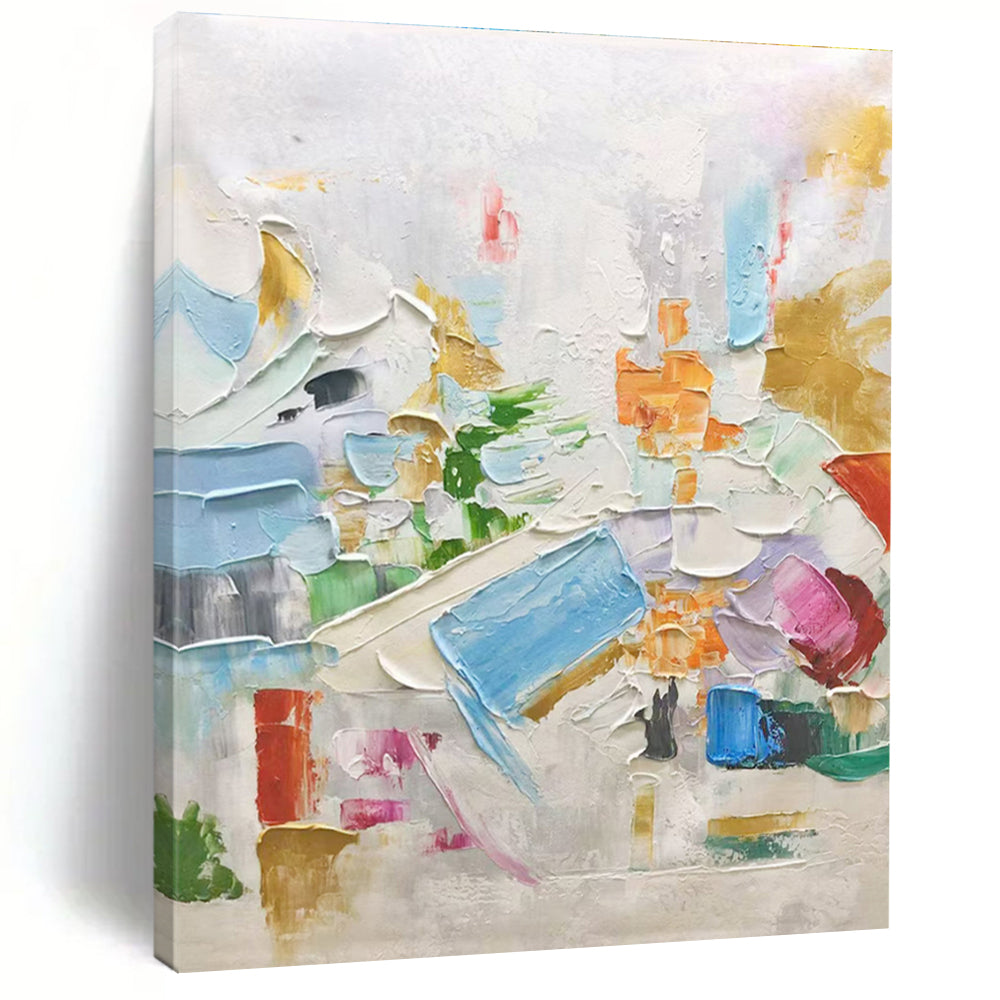 Large Colorful Textured White Abstract - Ideal for Luxury Home Gallery & High - End Design Showroom LargeART0730
