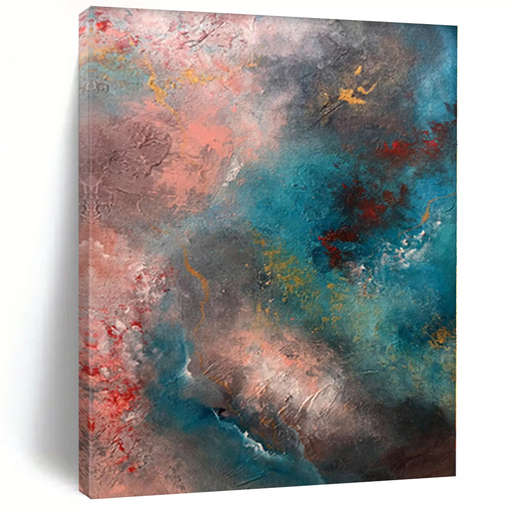 Hand - painted Substantial Colorful Abstract Clouds Acrylic Art for Bright Living Rooms LargeART0053
