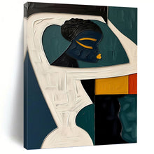 Load image into Gallery viewer, “Cubist Lady with Geometric Frames” - Abstract Portrait Art on Canvas DKH1471
