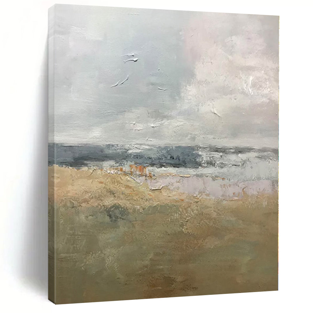 Large - Format Soft Landscape in Neutral Tones Acrylic for Serene Bedroom & Cozy Reading Nook LargeART0308