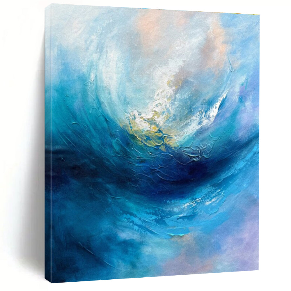 Blue Abstract Vortex Art – Great for Coastal - themed Living Room & Creative Conference Room LargeART0683
