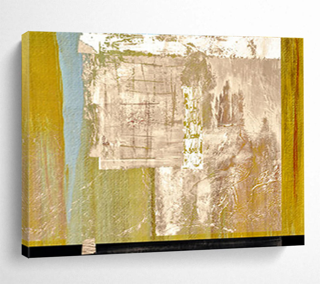 Earth - Toned Abstract Geometric Painting On Canvas DKH393