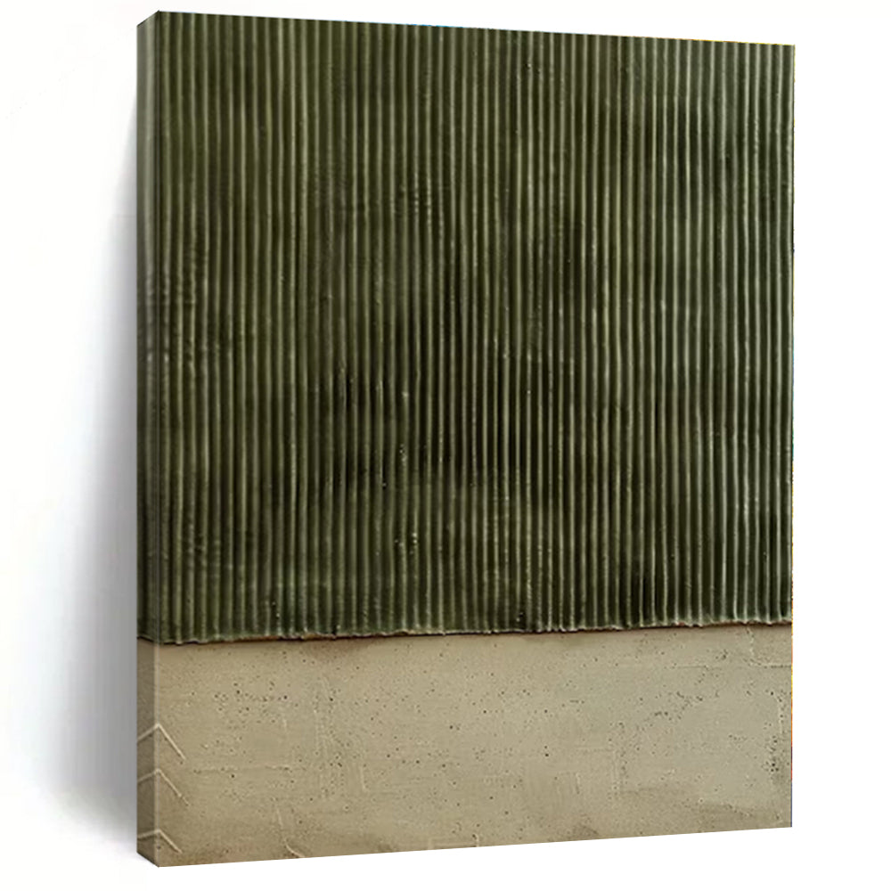Green - Beige Textured Abstract Painting, Suited for Earthy - Toned Living Room & Nature - Inspired Office LargeART1382
