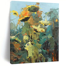 Load image into Gallery viewer, “Sunflower Field: Abstract Blooms” Abstract Painting on Canvas, Cheerful Kitchen Decor DKH1045
