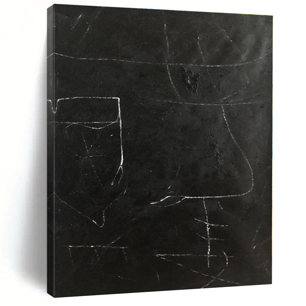 Large - Format Black - White Linear Abstract Art for Art Studio & Modern Hallway LargeART0460