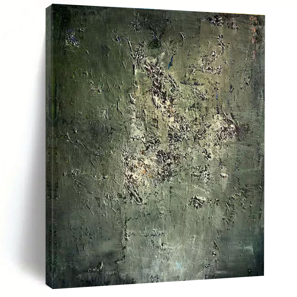 Green and Gray Textured Abstract Acrylic Art - Suited for Nature - inspired Bedroom & Industrial - style Studio LargeART0633
