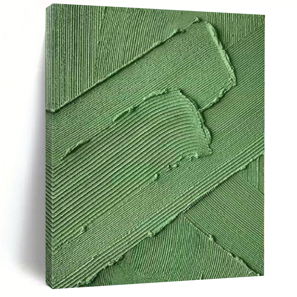 Large - Scale Hand - painted Textured Green Relief Acrylic Art for Nature - Themed Hallways LargeART0198