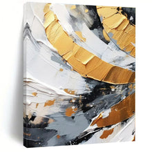 Load image into Gallery viewer, Black, White, and Gold Abstract Swirls Canvas Painting, Perfect for Industrial - Chic Loft &amp; Art - Forward Gallery LargeART1243
