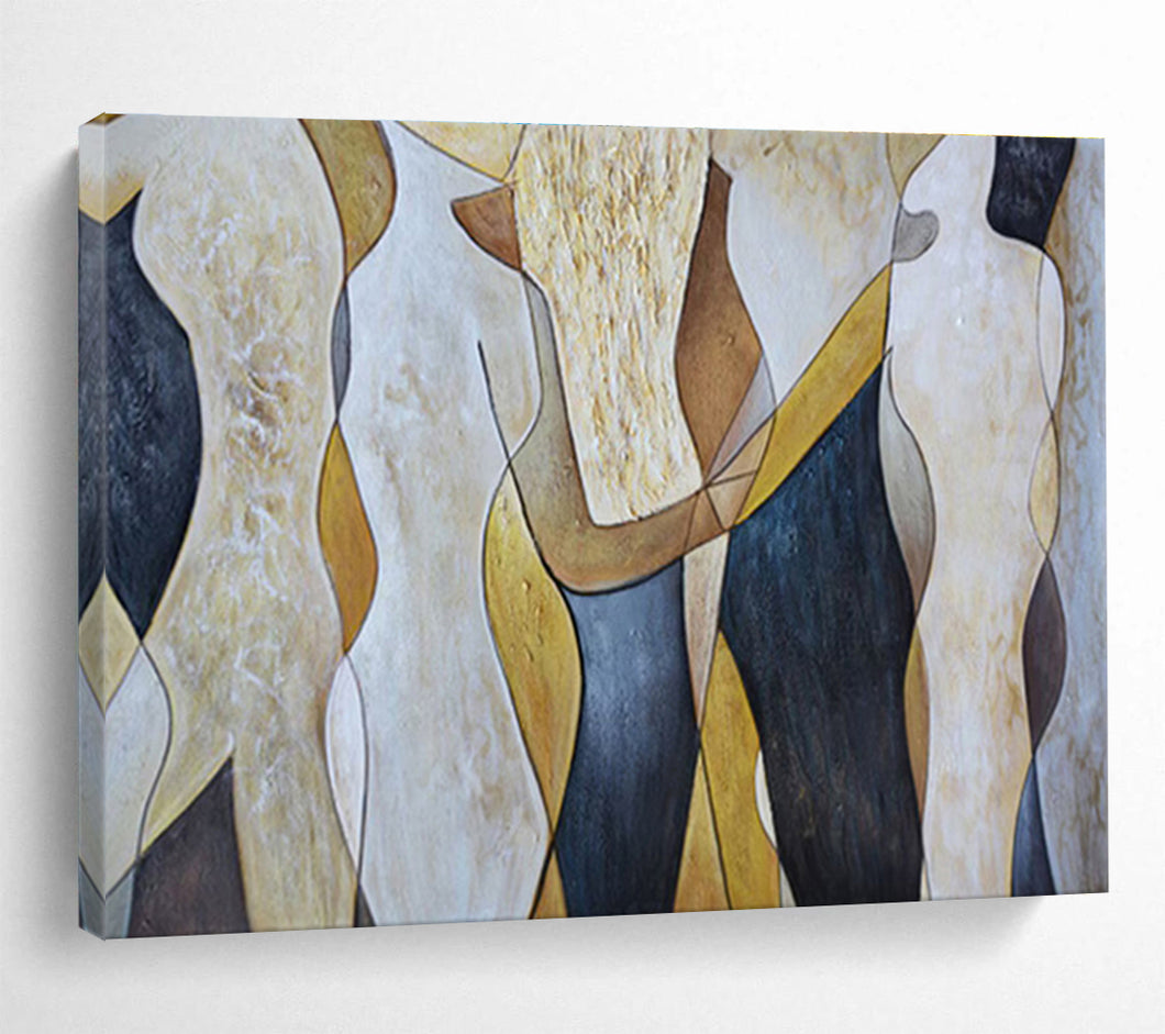 Abstract Figurative Painting on Canvas - “Shapes in Harmony” DKH731