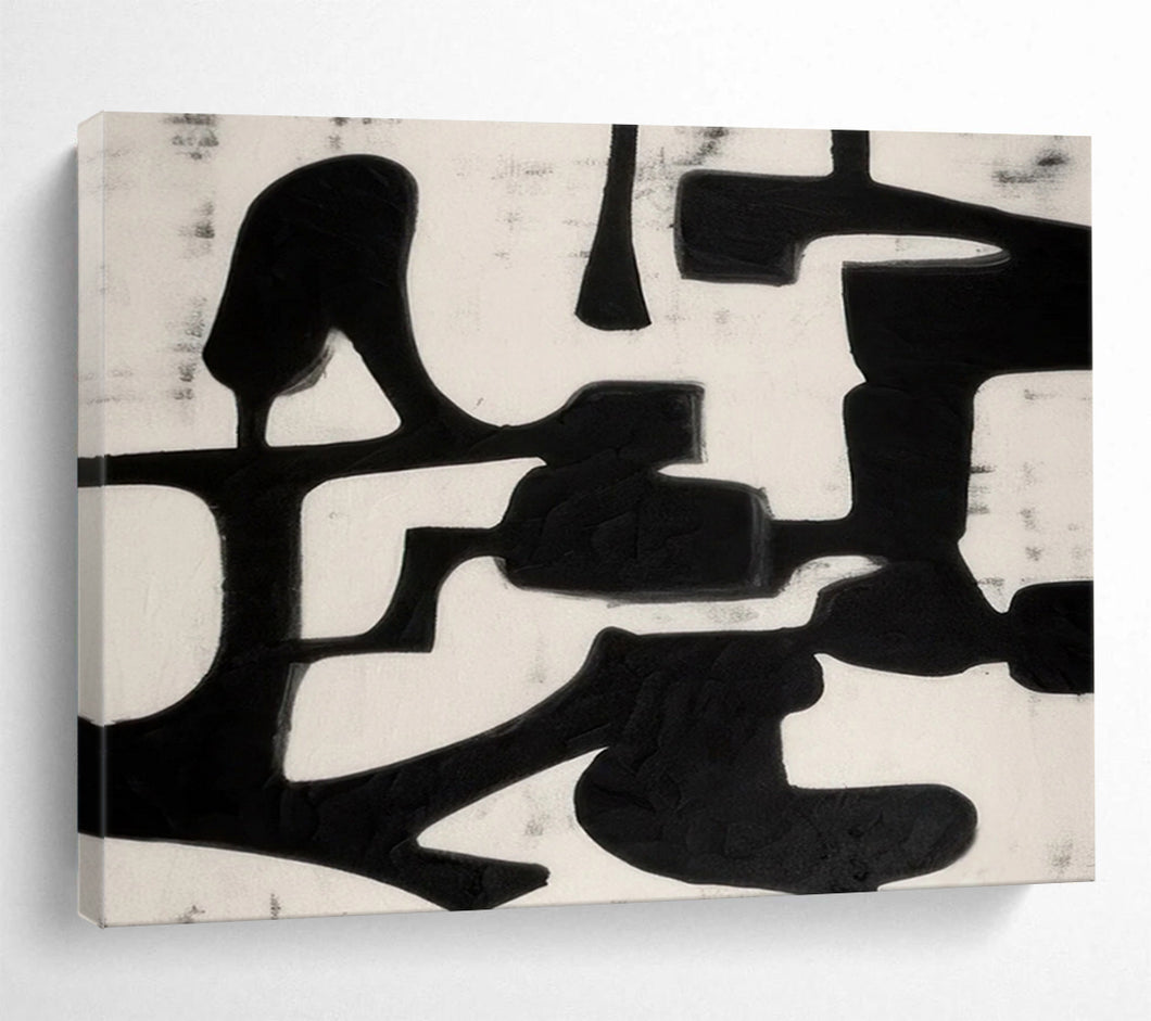 Bold Black and White Abstract Forms Abstract acrylic painting DLZ063