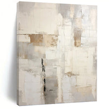 Load image into Gallery viewer, “Neutral Geometric Abstract Textures” - Beige, Grey, Black Abstract Art on Canvas DKH1255
