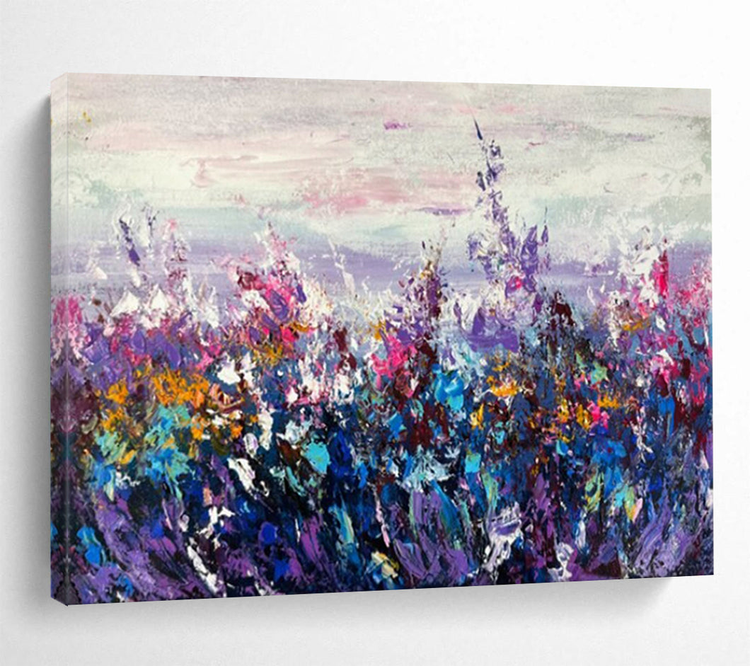 Purple & Colorful Meadow Abstract - Dreamy Living Room or Bedroom Art LargeART1531