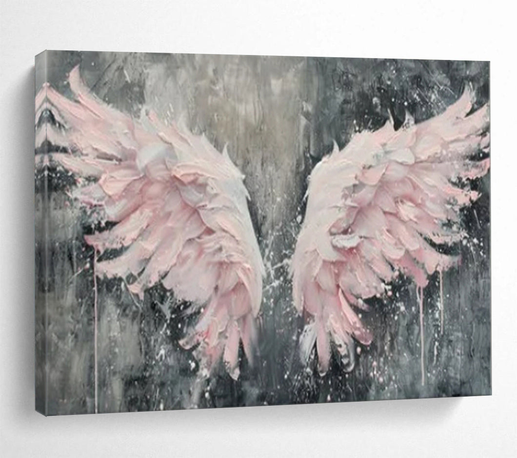 Pink Wings of Hope Hand-Painted Abstract Acrylic Art for Teen’s Room Inspiration LargeART1618