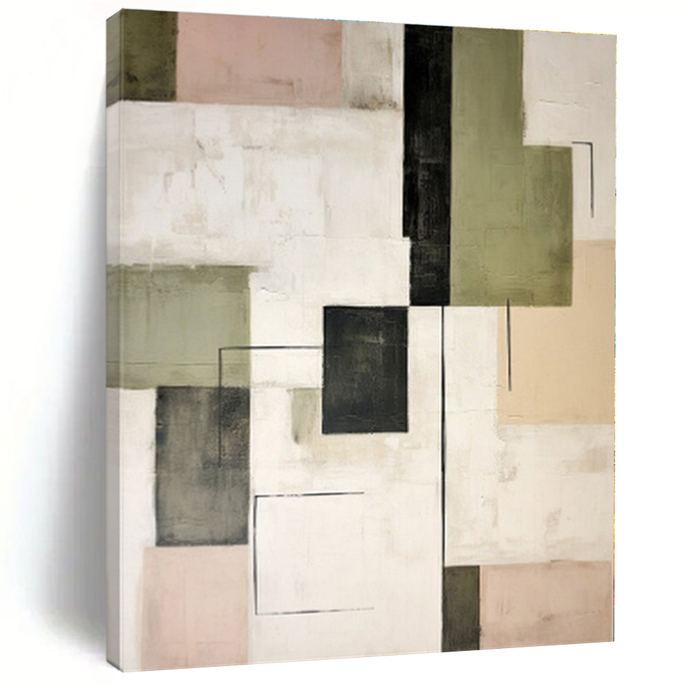 Oversized Black - Green Geometric Abstract Art for Industrial Loft & Creative Studio LargeART0397