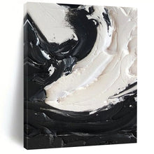 Load image into Gallery viewer, “Swirling Duality” – Bold black and white impasto, circular motion, thick texture DTP385
