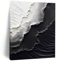 Load image into Gallery viewer, “Black &amp; White Textured Layers” - Minimalist Impasto Art on Canvas DKH1475
