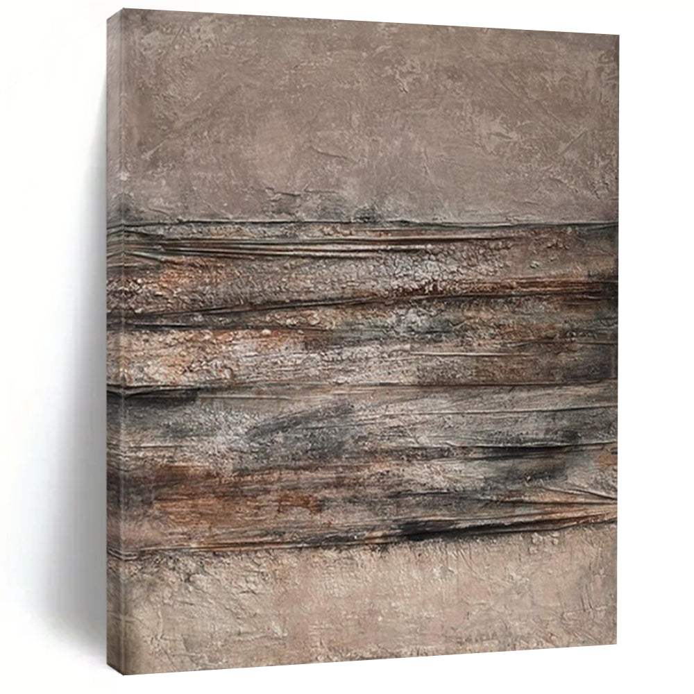 Brown - Gray Textured Abstract Art for Rustic Home Library & Industrial Art Gallery LargeART0968
