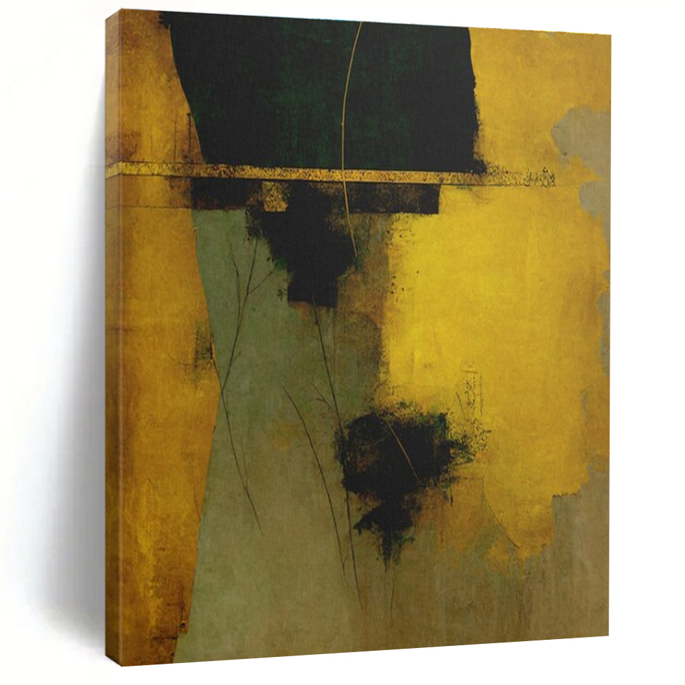 Large - Scale Golden and Green Abstract - Ideal for Luxury Hotel Lobby & Upscale Dining Room LargeART0754