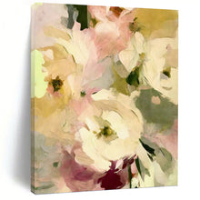 Load image into Gallery viewer, “Sunlit Cream Flower Bouquet” - Peach, Yellow, White Floral Art on Canvas DKH1354
