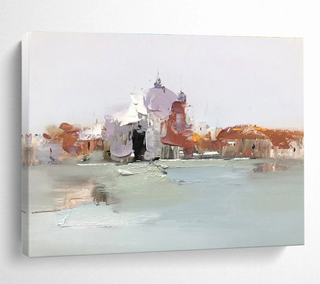 Impressionistic Venice Scene Abstract Painting on Canvas - “Venice Haze” DKH631
