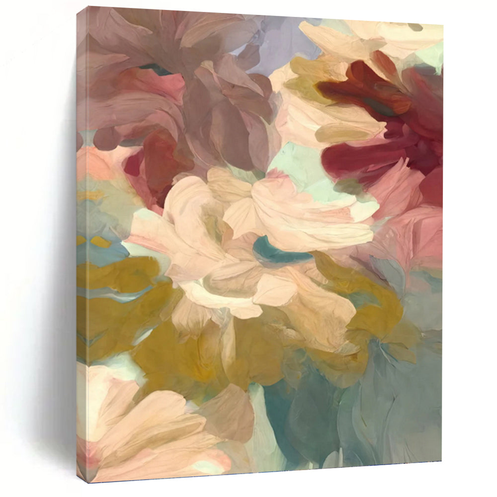 “Blush and Lavender Floral Harmony” - Pink, Purple, Blue Flower Art on Canvas DKH1353